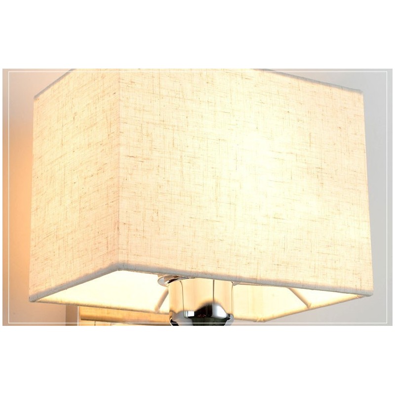 Applique da parete moderna cromata in metallo e tessuto, E26/E27, 20 x 18 x 25,5 cm