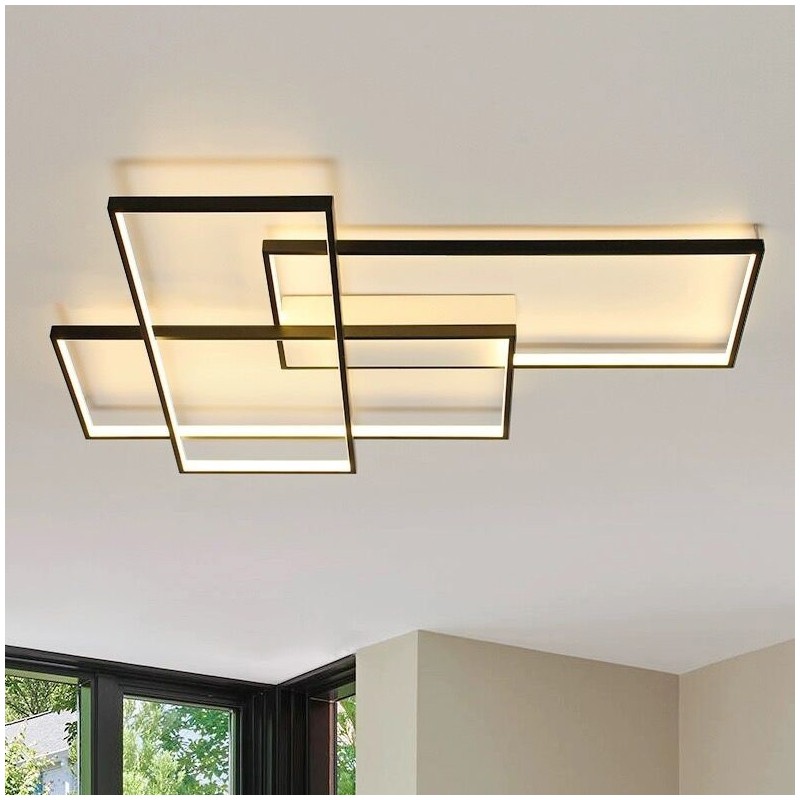 Lampada da soffitto moderna in alluminio verniciato, LED integrato dimmerabile con telecomando, 90 W, 22000 lm