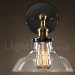Applique da parete vintage con paralume in vetro, 1 luce E27