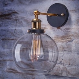 Applique da parete vintage con paralume in vetro, 1 luce E27