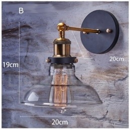 Applique da parete vintage con paralume in vetro, 1 luce E27
