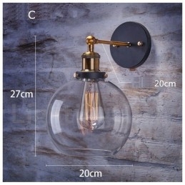 Applique da parete vintage con paralume in vetro, 1 luce E27