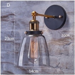 Applique da parete vintage con paralume in vetro, 1 luce E27