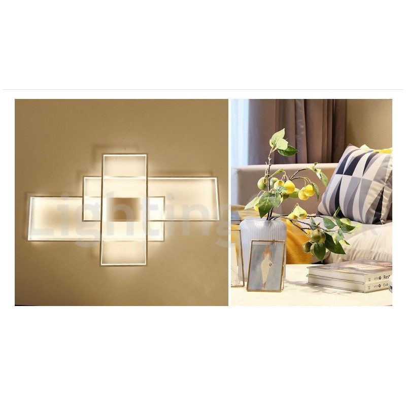 Lampada da soffitto a filo in alluminio moderna dimmerabile con telecomando 105 x 60 x 9 cm