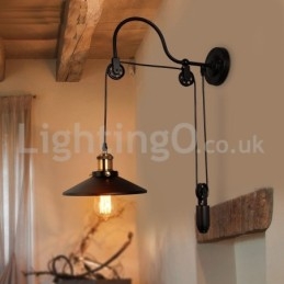 Applique da parete retrò a filo con puleggia E27, 1 luce, 220 V, regolabile