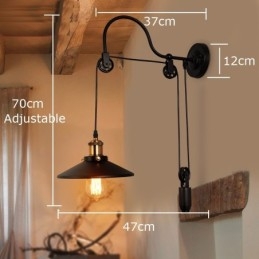 Applique da parete retrò a filo con puleggia E27, 1 luce, 220 V, regolabile