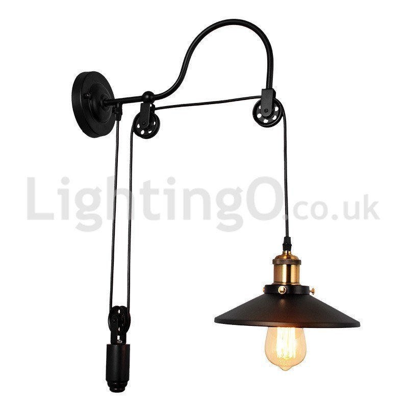 Applique da parete retrò a filo con puleggia E27, 1 luce, 220 V, regolabile