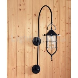 Applique da parete retrò Dock nera in acciaio inox E27 72 cm