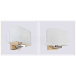 Applique da parete moderna in legno e acciaio inox con paralume in vetro E27 20 cm x 16 cm