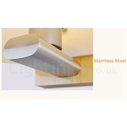 Applique da parete moderna in legno e acciaio inox con paralume in vetro E27 20 cm x 16 cm