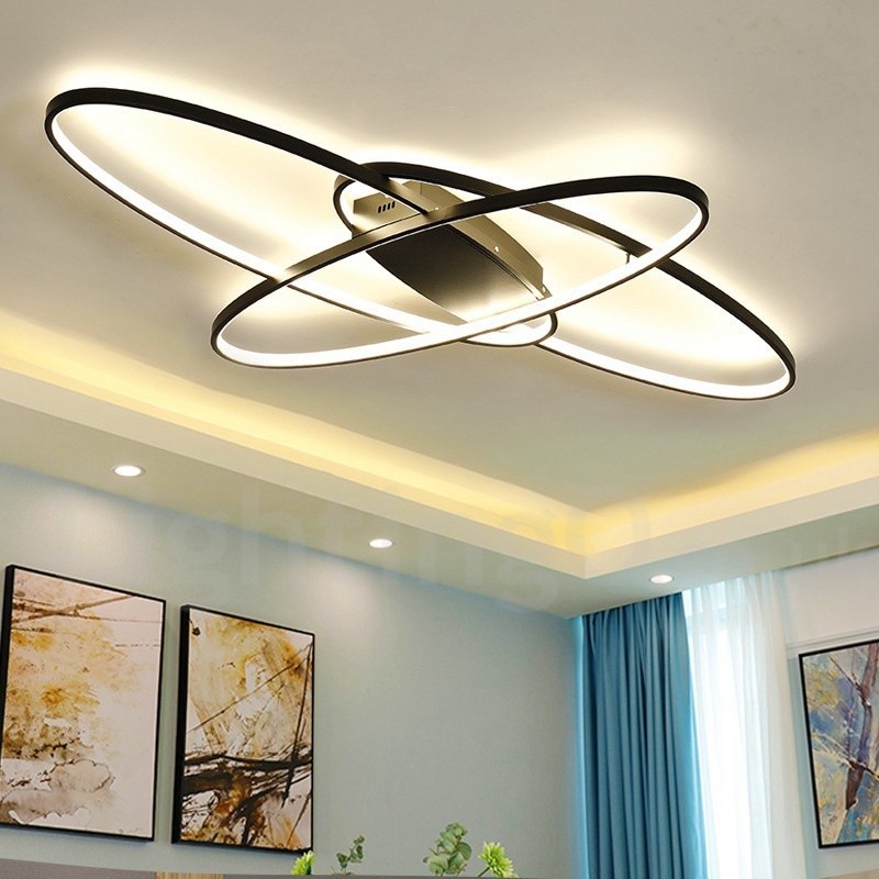 Lampada da soffitto ovale moderna in alluminio dimmerabile a filo per soggiorno e camera da letto