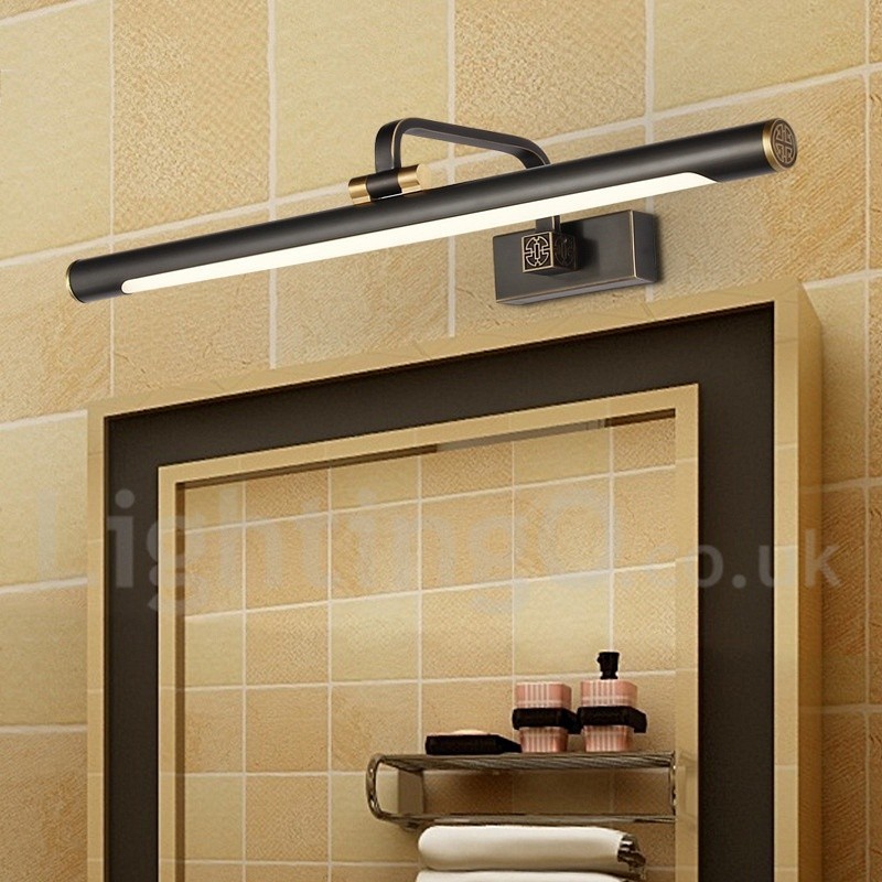Applique da bagno per specchio in ottone con paralume in acrilico LED integrato