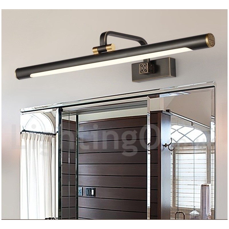 Applique da bagno per specchio in ottone con paralume in acrilico LED integrato