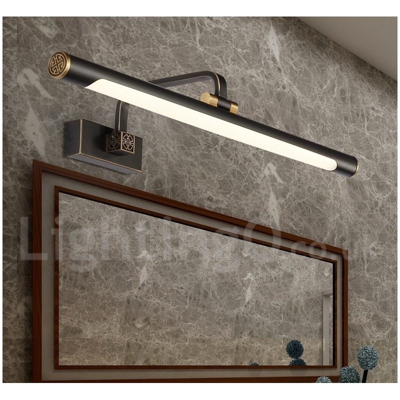 Applique da bagno per specchio in ottone con paralume in acrilico LED integrato