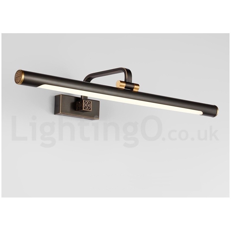 Applique da bagno per specchio in ottone con paralume in acrilico LED integrato