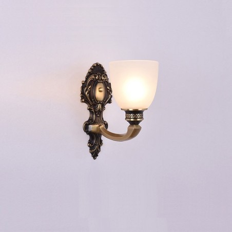 Applique da parete in ottone e vetro retrò vintage 1 luce E14 13 x 28 cm