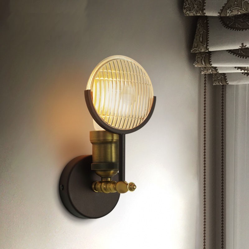 Applique da parete rustica retrò vintage in vetro e metallo 1 luce E26/E27