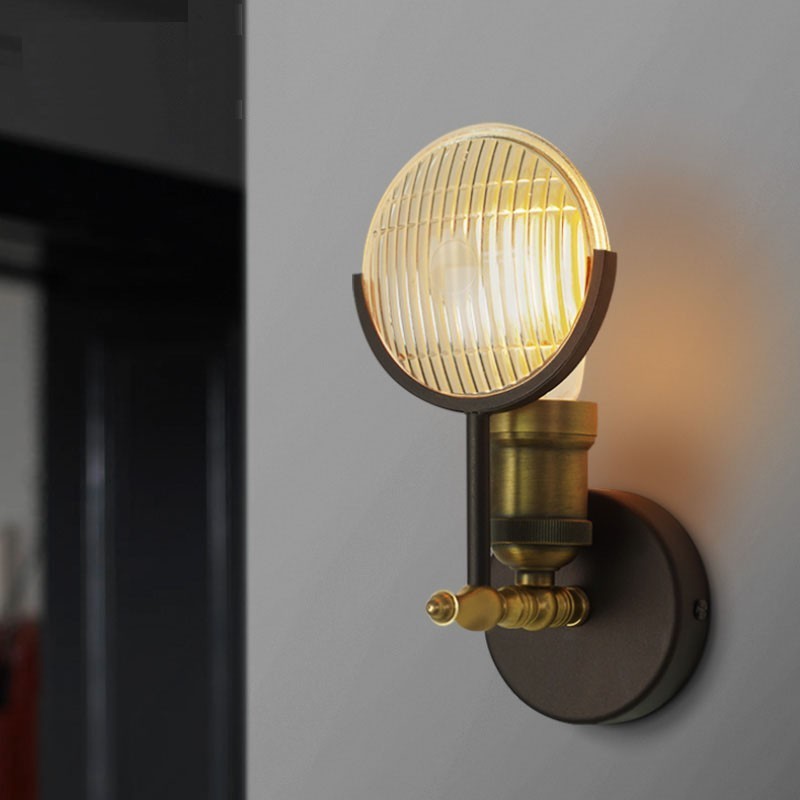 Applique da parete rustica retrò vintage in vetro e metallo 1 luce E26/E27