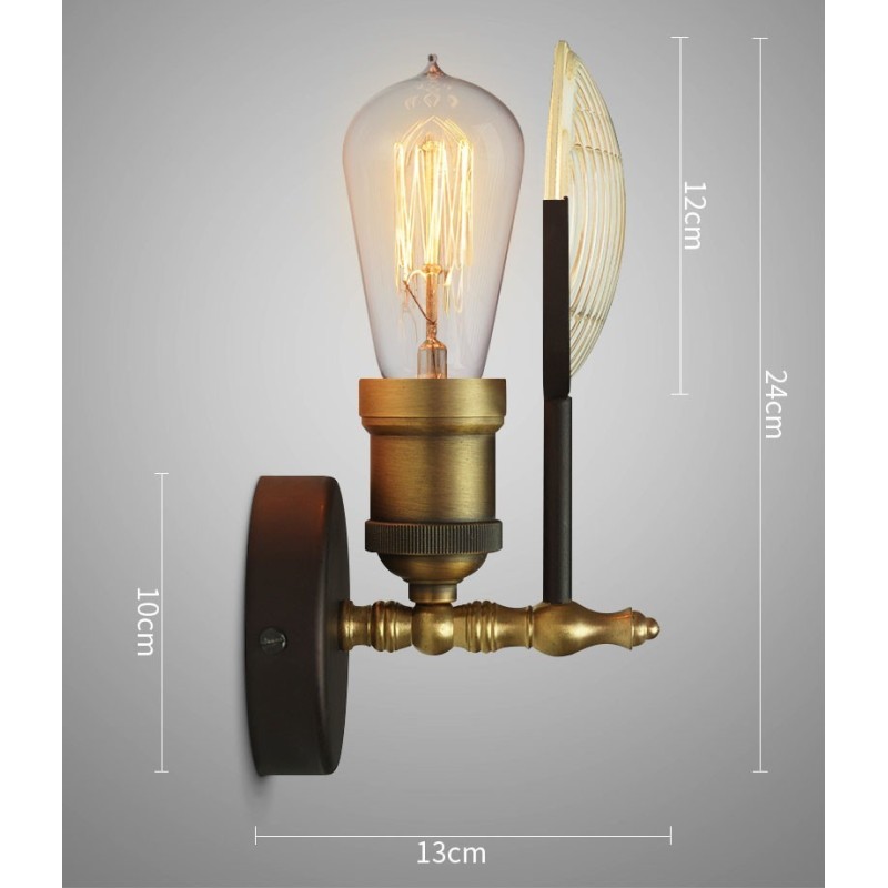 Applique da parete rustica retrò vintage in vetro e metallo 1 luce E26/E27