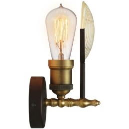 Applique da parete rustica retrò vintage in vetro e metallo 1 luce E26/E27