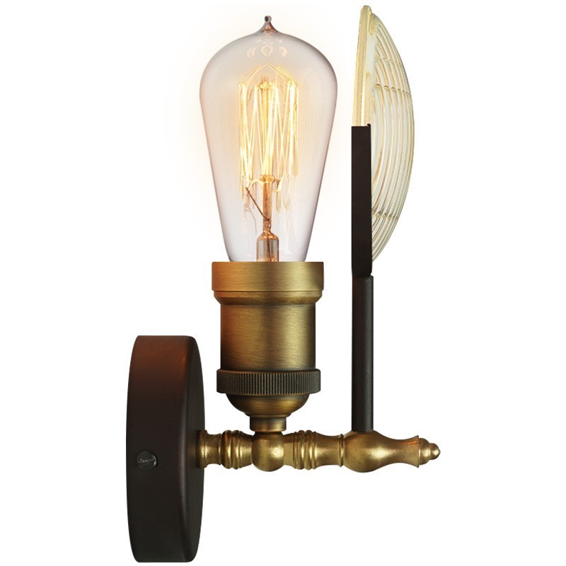 Applique da parete rustica retrò vintage in vetro e metallo 1 luce E26/E27