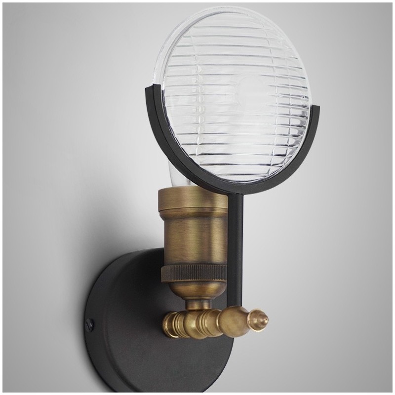 Applique da parete rustica retrò vintage in vetro e metallo 1 luce E26/E27