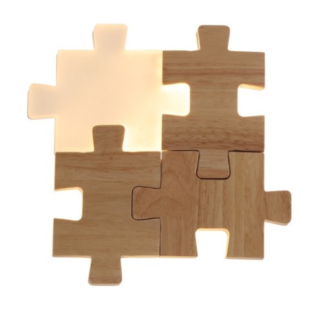 Applique da parete moderna in legno e bambù con paralume in acrilico