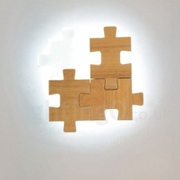 Applique da parete moderna in legno e bambù con paralume in acrilico