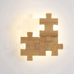Applique da parete moderna in legno e bambù con paralume in acrilico