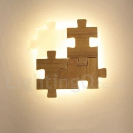 Applique da parete moderna in legno e bambù con paralume in acrilico