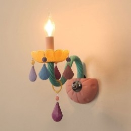 Applique da parete retrò Macaron 1 luce, cristallo multicolore, vetro, 36 cm