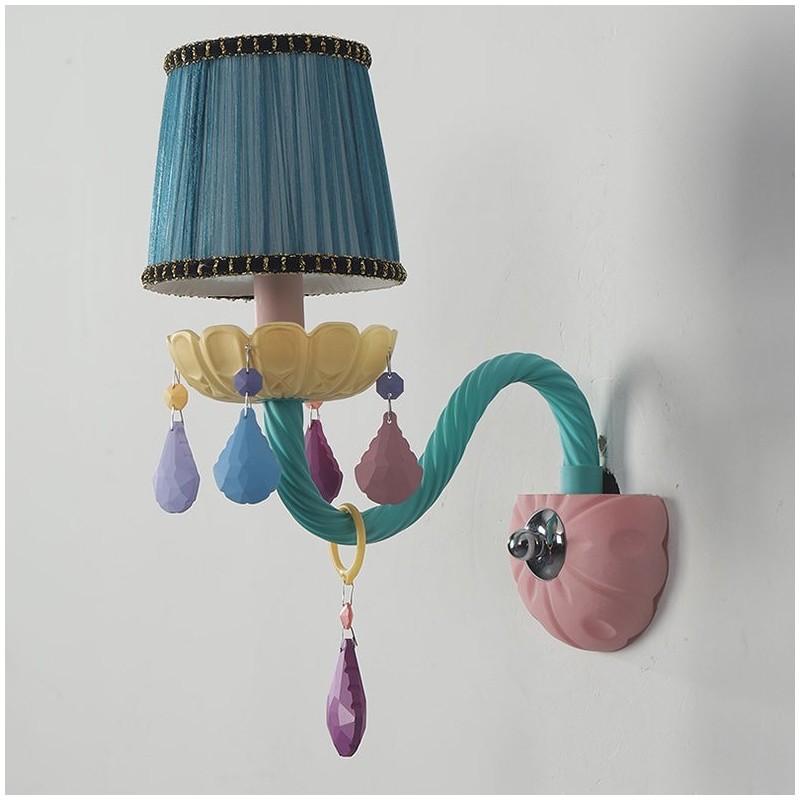 Applique da parete retrò Macaron 1 luce, cristallo multicolore, vetro, 36 cm