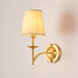 Applique da parete in ottone con paralume in tessuto, stile rustico retrò vintage, 1 luce E14