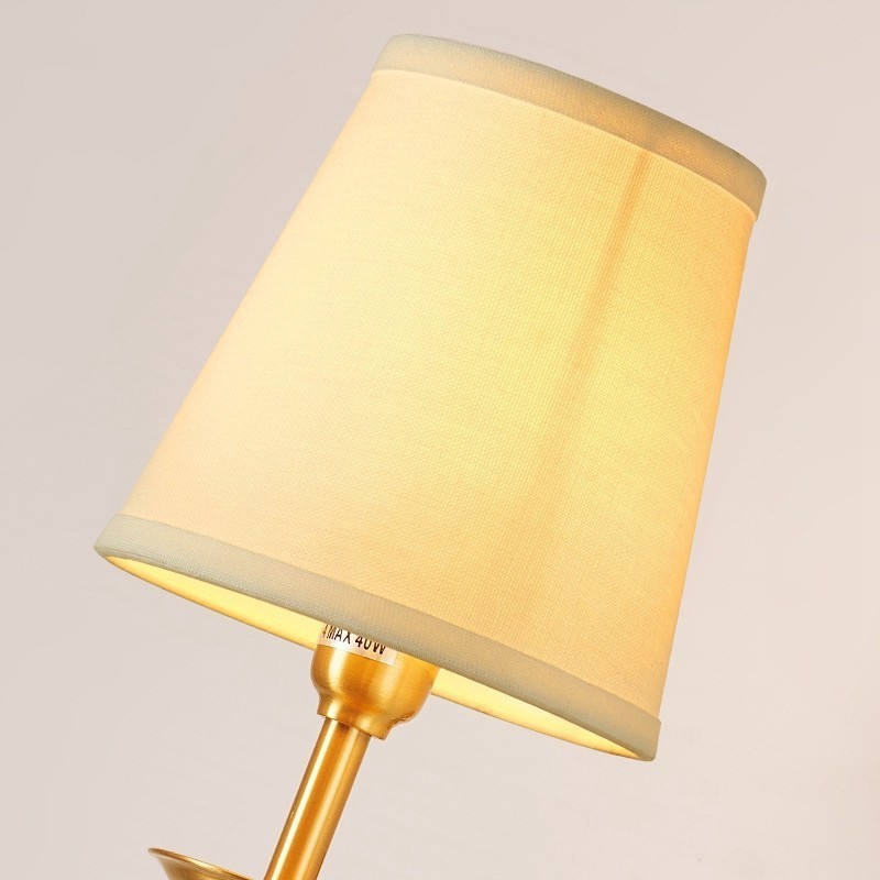 Applique da parete in ottone con paralume in tessuto, stile rustico retrò vintage, 1 luce E14