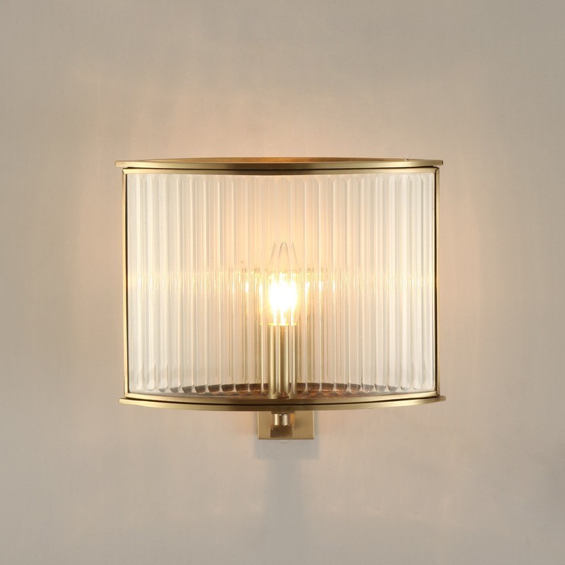 Applique da parete vintage retrò rustica in ottone e vetro a 1 luce E14