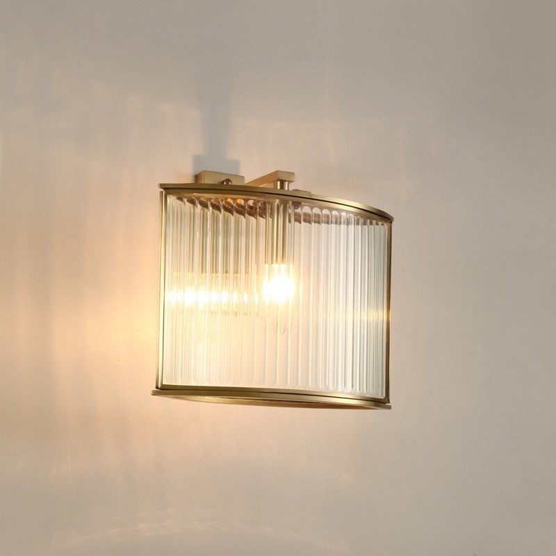 Applique da parete vintage retrò rustica in ottone e vetro a 1 luce E14