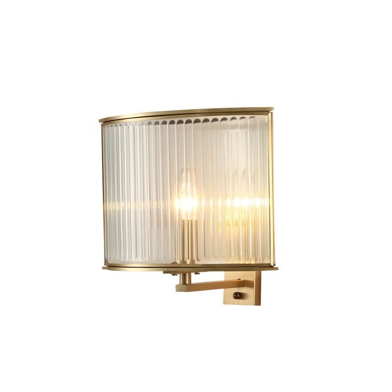 Applique da parete vintage retrò rustica in ottone e vetro a 1 luce E14