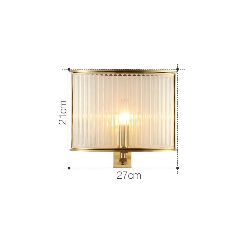 Applique da parete vintage retrò rustica in ottone e vetro a 1 luce E14