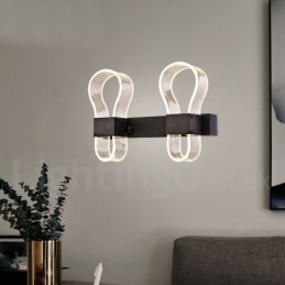 Applique da parete moderna in acrilico con paralumi, 2 luci GU10