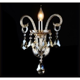 Applique da parete retrò in vetro con cristallo K9 color cognac, 1 luce