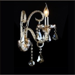 Applique da parete retrò in vetro con cristallo K9 color cognac, 1 luce