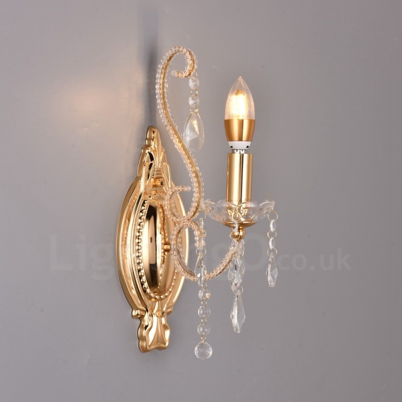 Applique da parete in cristallo stile americano oro nero 1 luce E14