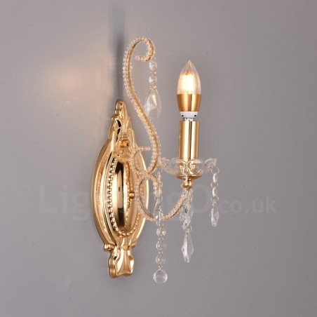Applique da parete in cristallo stile americano oro nero 1 luce E14