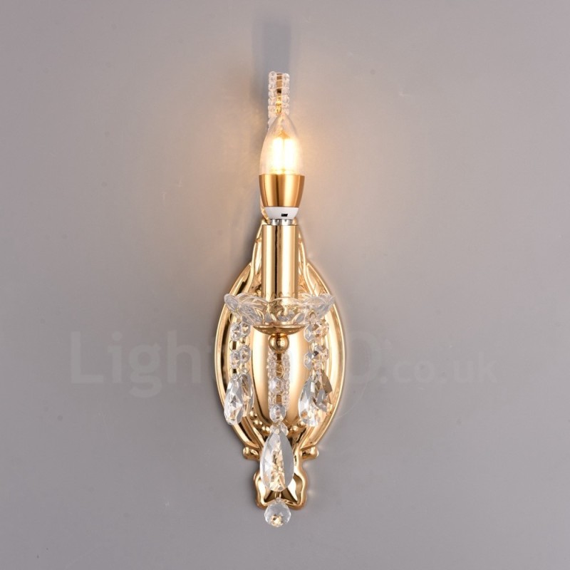 Applique da parete in cristallo stile americano oro nero 1 luce E14