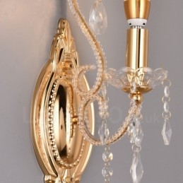 Applique da parete in cristallo stile americano oro nero 1 luce E14
