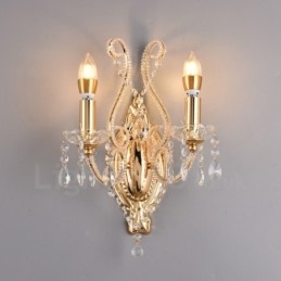Applique da parete in cristallo stile americano nero oro 2 luci E14 26x35 cm