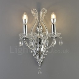 Applique da parete in cristallo stile americano nero oro 2 luci E14 26x35 cm
