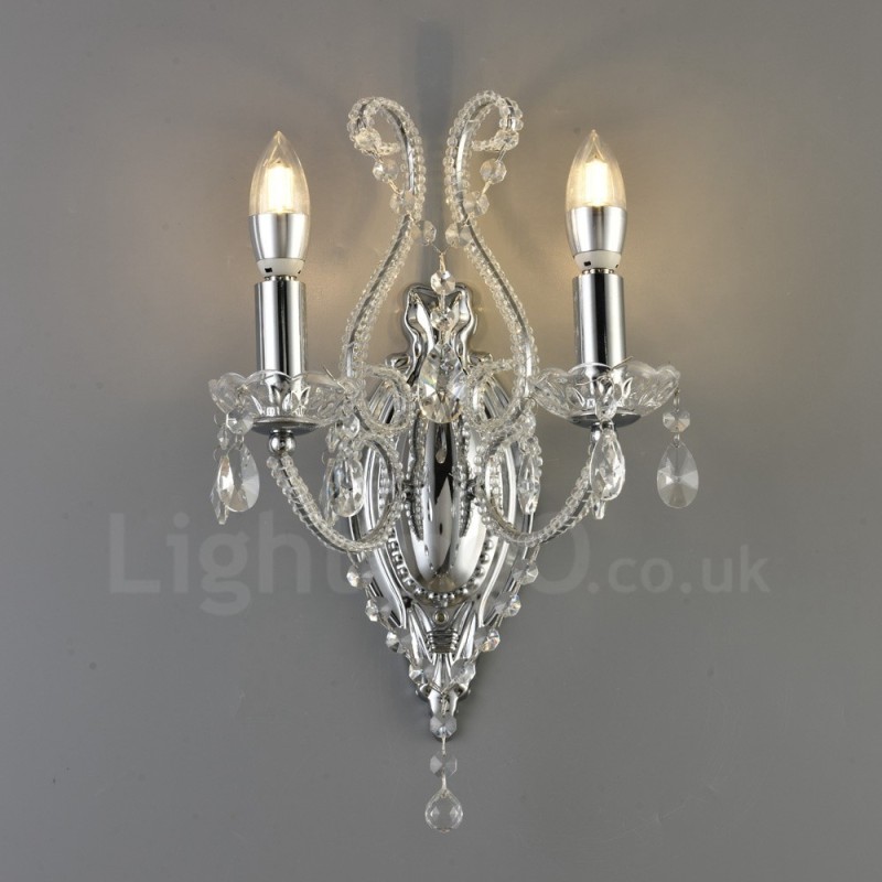 Applique da parete in cristallo stile americano nero oro 2 luci E14 26x35 cm