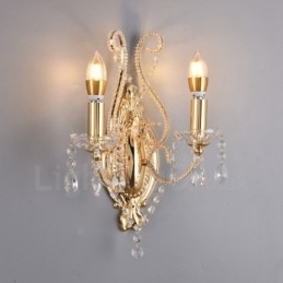 Applique da parete in cristallo stile americano nero oro 2 luci E14 26x35 cm