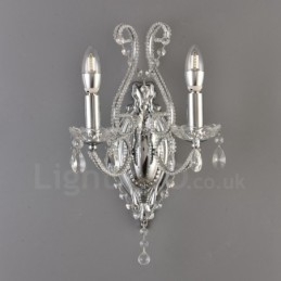 Applique da parete in cristallo stile americano nero oro 2 luci E14 26x35 cm